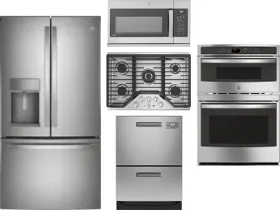 5 Piece Package Includes Refrigerator, Cooktop, Wall Oven, Microwave And Dishwasher